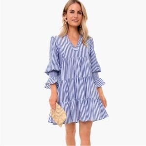 Pomander Place Womens Kenzo Blue Striped Tunic Dress Large Coastal Preppy
